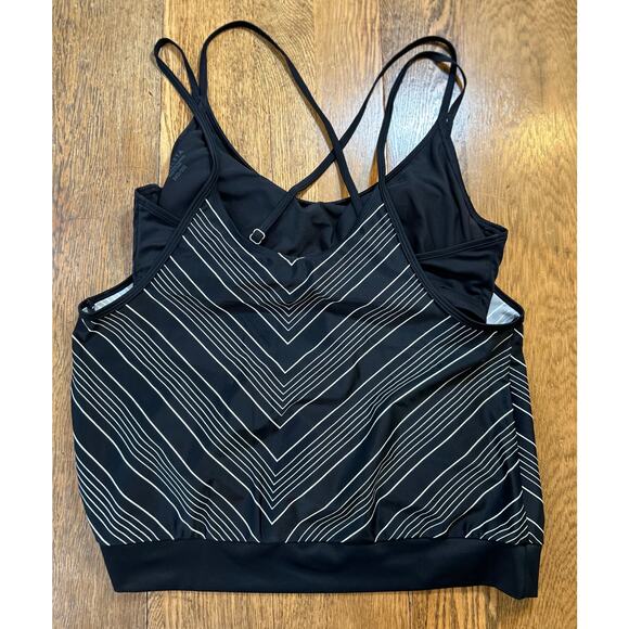 Athleta Bra Tankini Black & White Chevron Blouson Waist Underwire Sz 36D/DD - Picture 3 of 9
